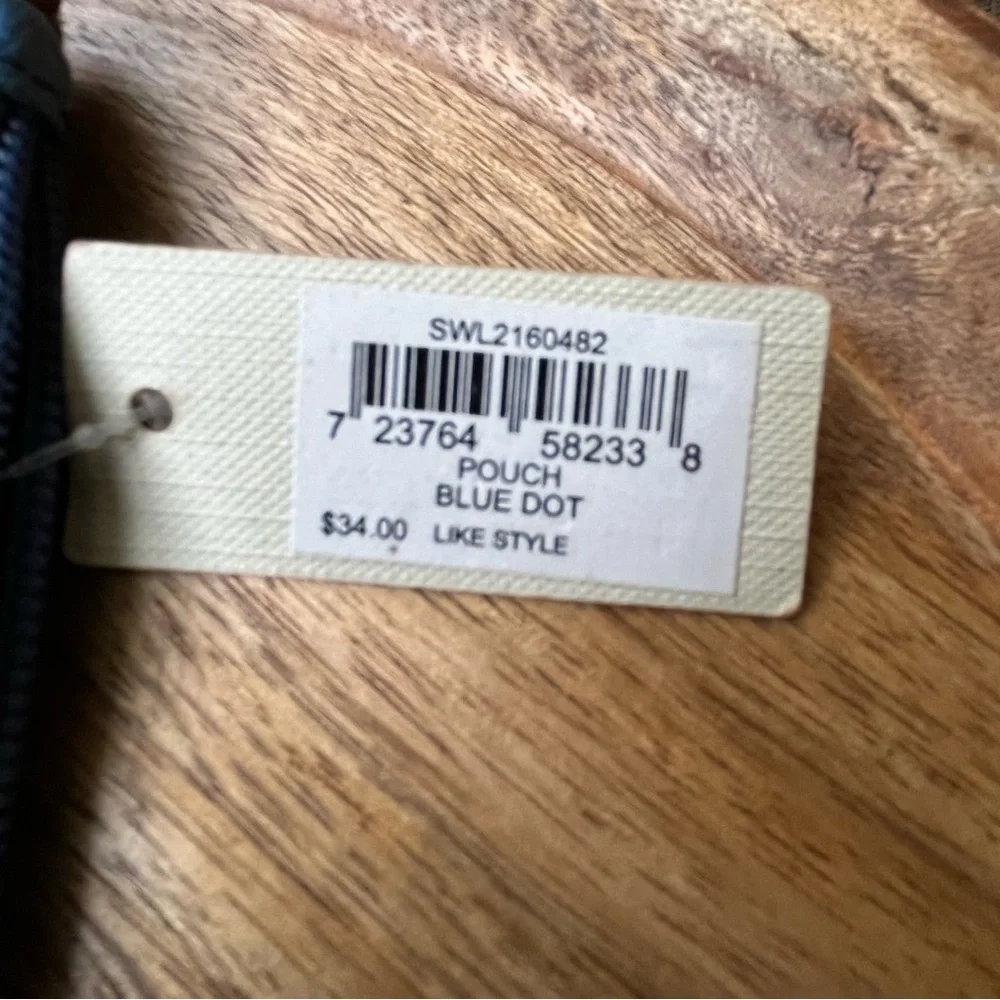 💙 Fossil Felicity Blue Dot Jori Zip Clutch Wallet & Pouch - Tan & Brown & Blue - Picture 7 of 15